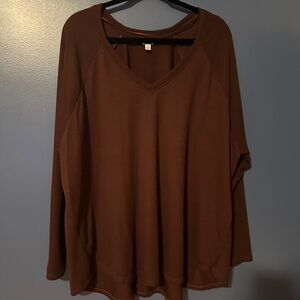 Terra & Sky Women's Maroon V-Neck Sweatshirt